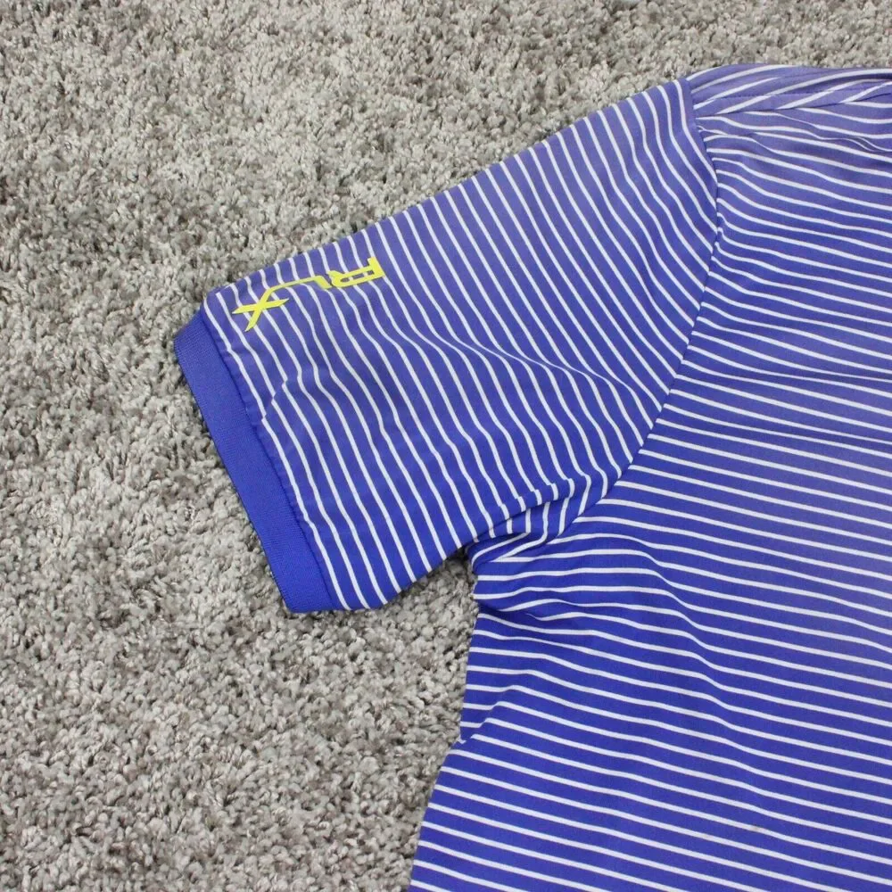 RLX Ralph Lauren Stripe Polo Shirt Mens XL Blue Golf